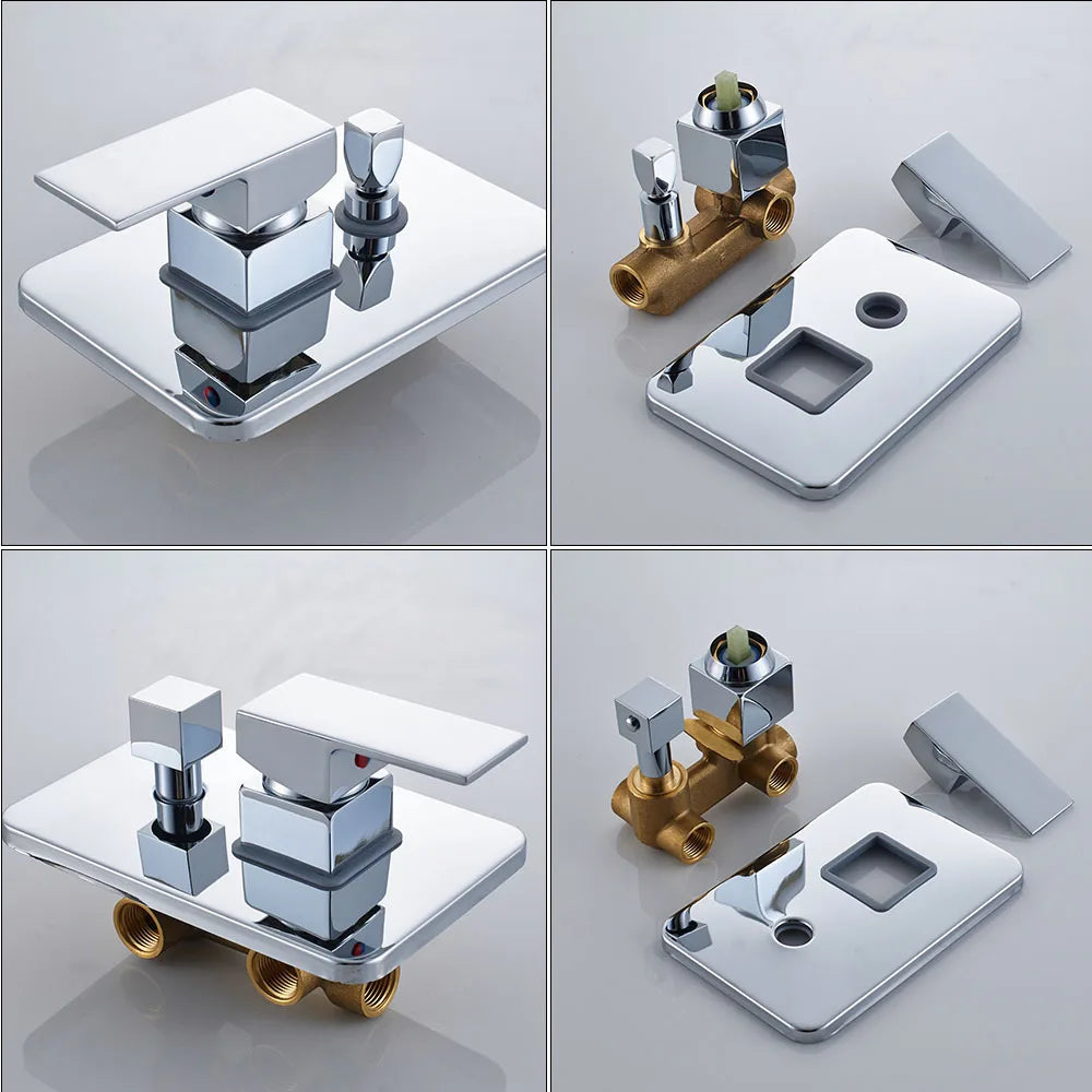 Rozin Wall Mount Rainfall Shower Faucet Chrome Concealed