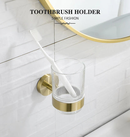 Bathroom Hardware Brushed Gold Toilet Brush Holder Robe