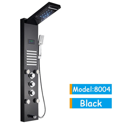 Luxury Black/Brushed Bathroom Led Shower Panel Tower System