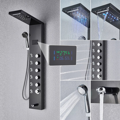 Golden Black Shower Panel Wall Rain Waterfall Shower