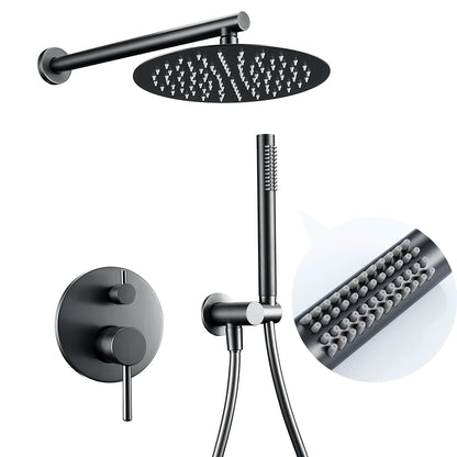 Black Bathroom Shower Faucet Wall Mount Rainfall Shower