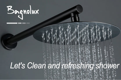 Bagnolux Gun Gray Bath Shower Brass Head Rianfall