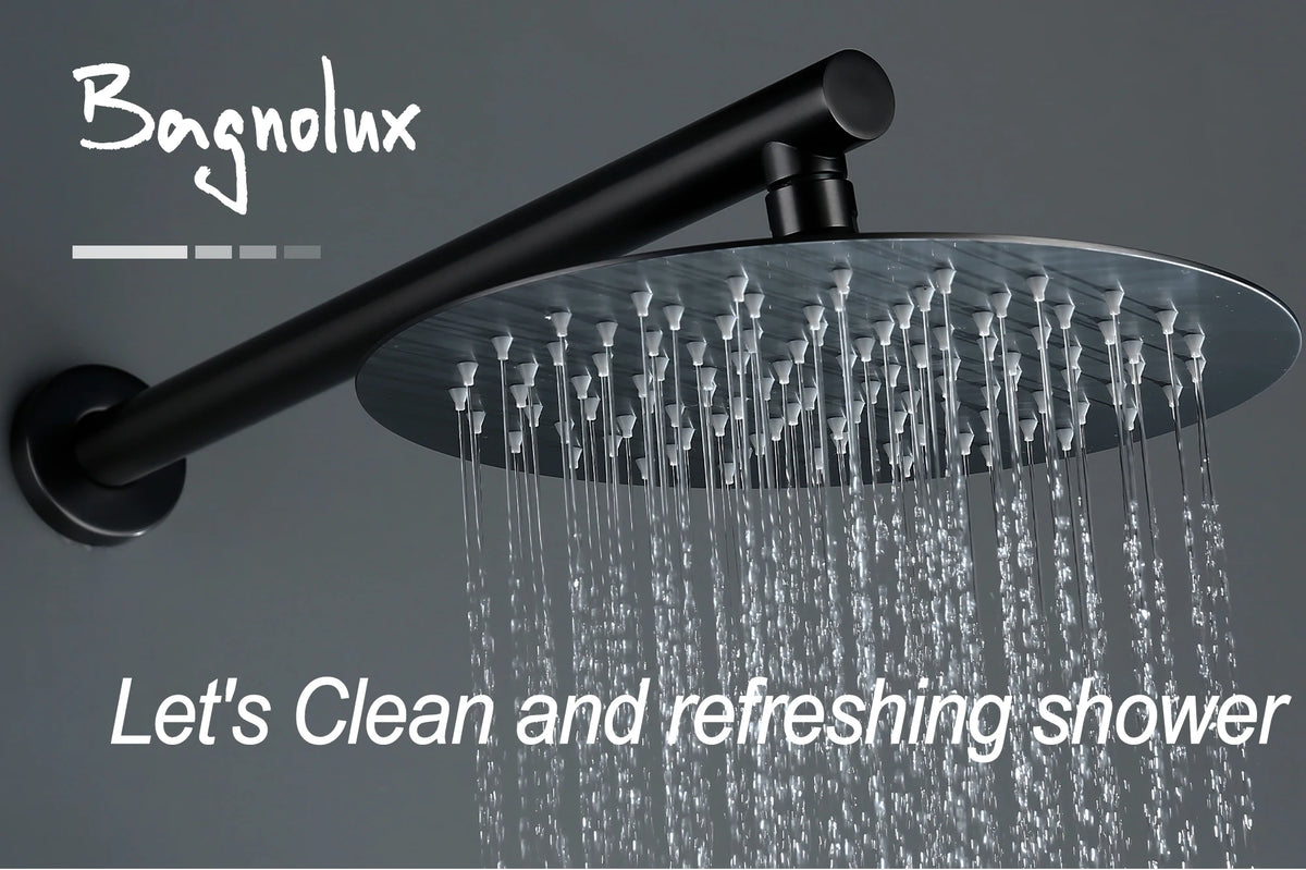 Black Bathroom Shower Faucet Wall Mount Rainfall Shower