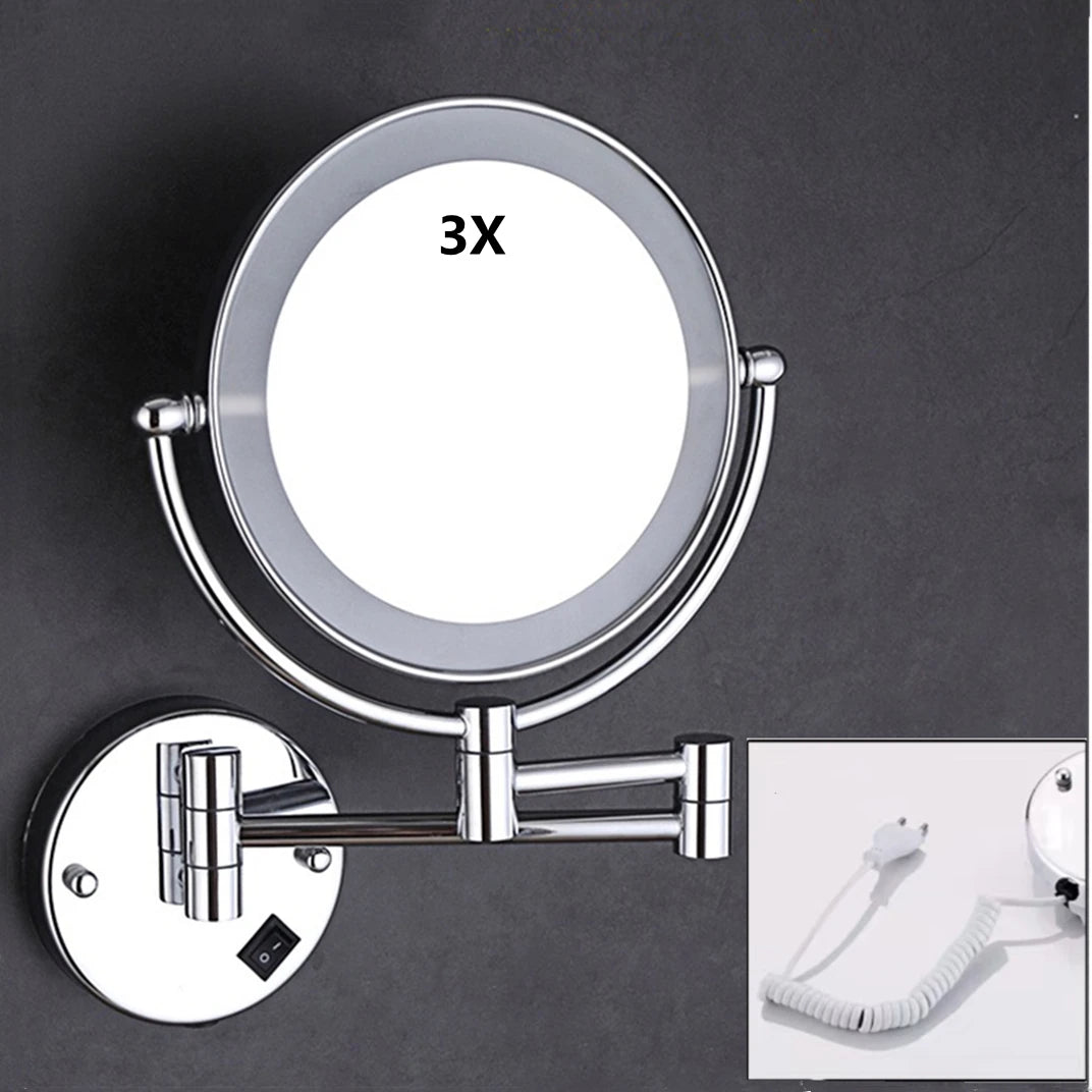 Silver Brass Dual Side Led Light Bathroom Mirror