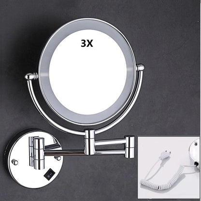 Silver Brass Dual Side Led Light Bathroom Mirror