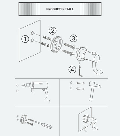 Bathroom Hardware Black Robe Hook Towel Rail Bar