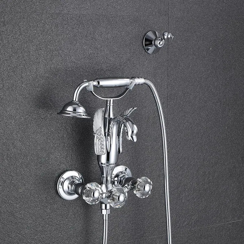 Luxury Golden Bathroom Swan Bathtub Faucet Wall Mounted