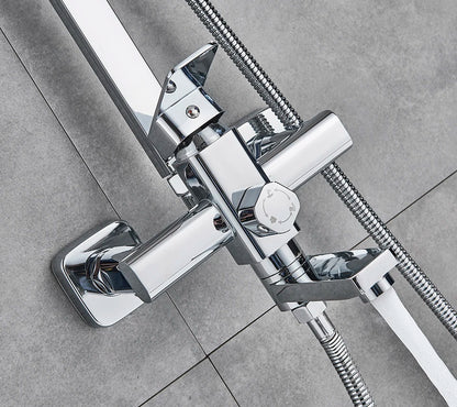 Uythner Bathroom Chrome/Black Shower Faucet Rotate Tub Spout