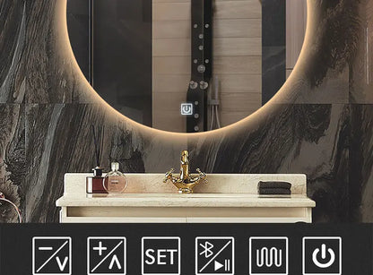 40/50/60cm Round Smart Led Bathroom Mirror Color Adjustable