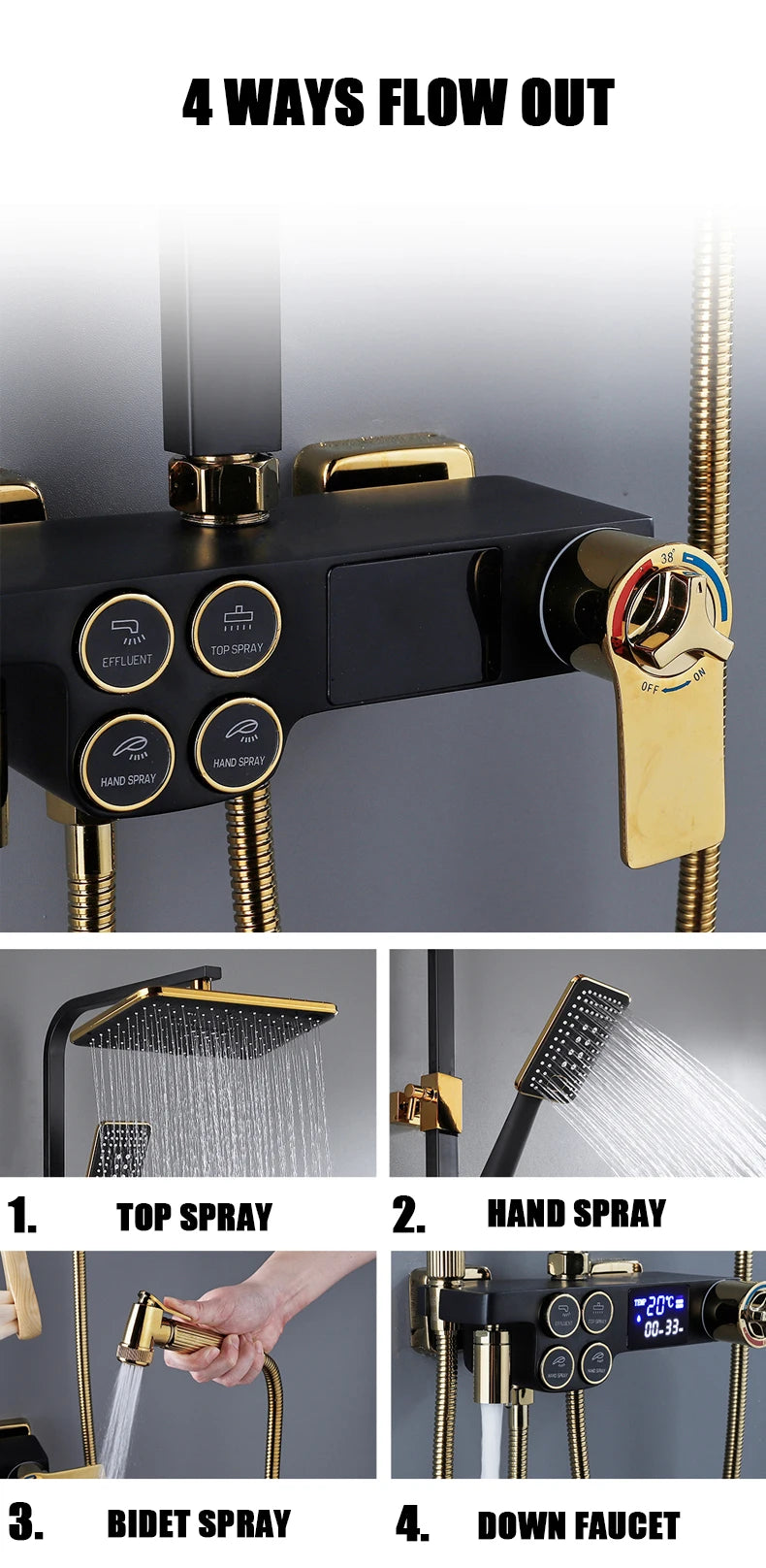 Cold Shower System Bathroom Led Digital Shower Wall