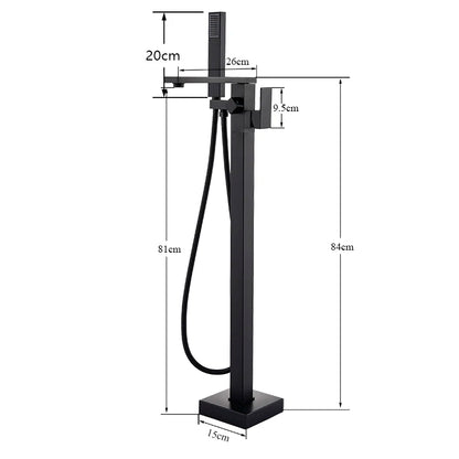 Shbshaimy Golden Floor Bathroom Bathtub Faucet Handshower Cold
