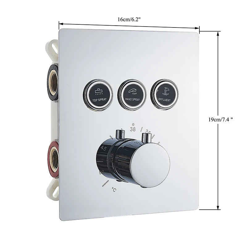Chrome Thermostatic Shower Mixer Valve Shower Panel 2/3-Way