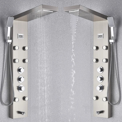 Black Bath Shower Thermostatic Mixer Shower Panel Rainfall