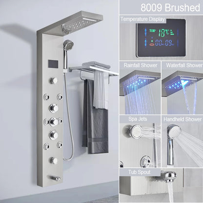 Led Light Shower Panel Waterfall Rain Digital Display