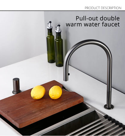 Pull Down Sink Faucet Brushed Gunmetal Black Handle
