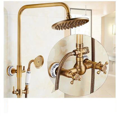 Antique Rain Shower Faucets Hand Brass Wall Mounted