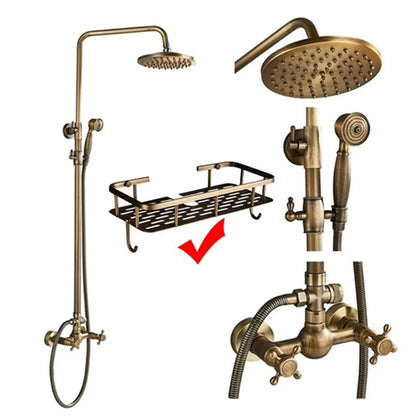 Antique Brass Bathroom Shower Faucets Rainfall Shower Head