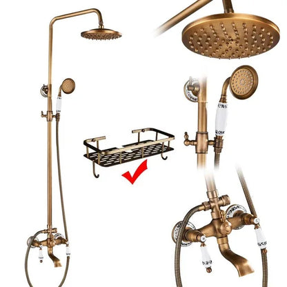 Rozin Brass Antique Bathroom Shower Faucet Wall Mount