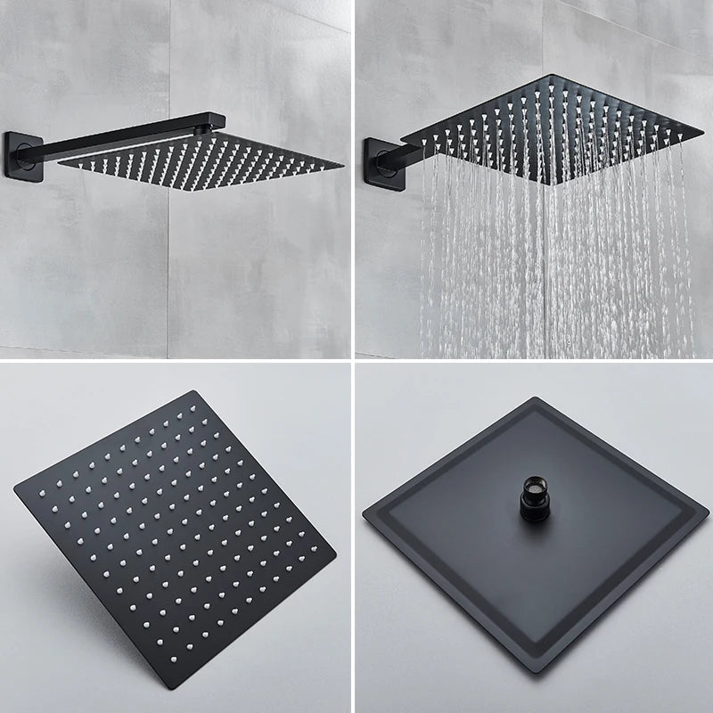 Black Shower Faucets Wall Mounted Rainfall Shower System