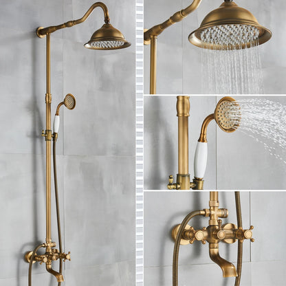 Antique Brass Bathroom Shower Faucet Bath Shower Mixer