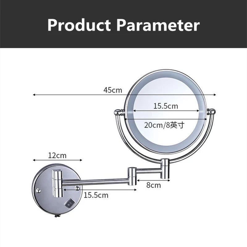 Silver Brass Dual Side Led Light Bathroom Mirror
