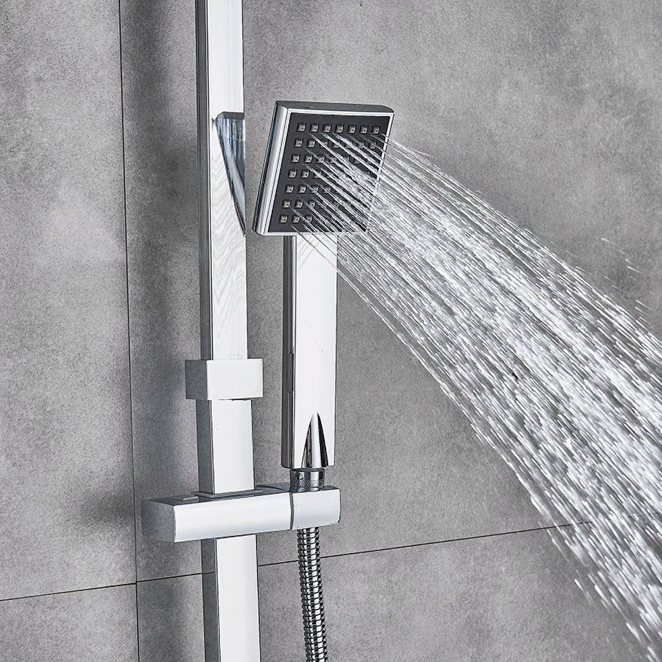 Uythner Bathroom Chrome/Black Shower Faucet Rotate Tub Spout