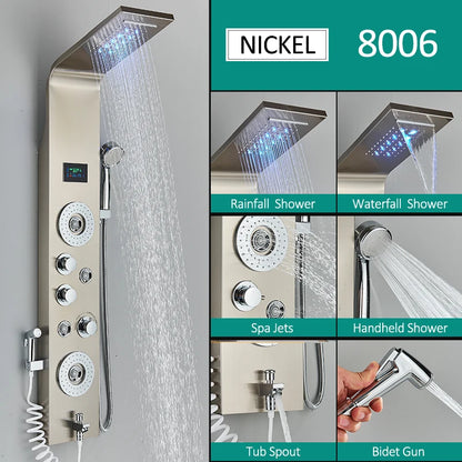 Black Nickel Led Shower Panel Six Functions Shower