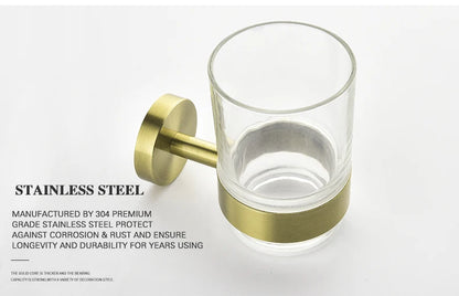 Bathroom Hardware Brushed Gold Toilet Brush Holder Robe