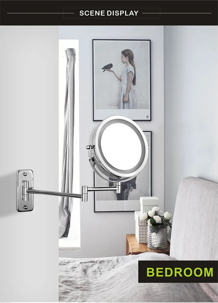 Folding Arm Extend Bathroom Mirror Led Light Inch
