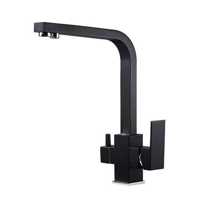 Contemporary Brass Matte Black Square 3-Way Purified Sink