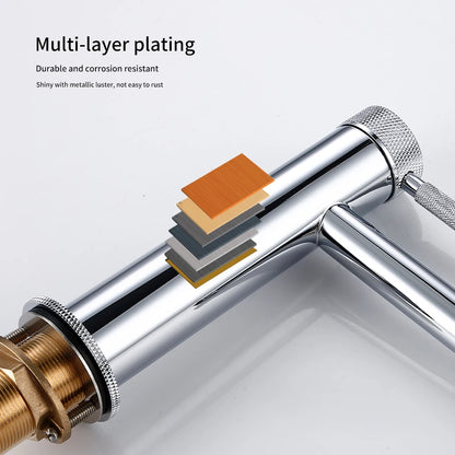 Solid Brass Gold Basin Faucet Hole Handle Cold