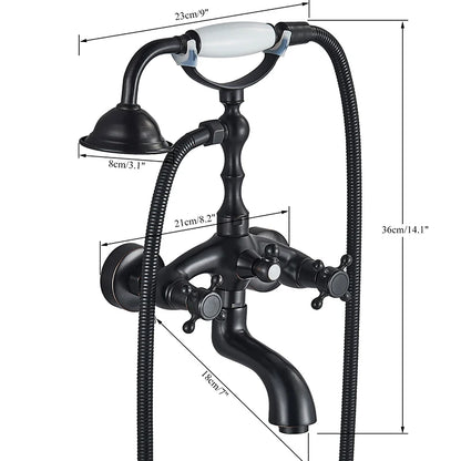 Rozin Retro Style Brass Bathtub Shower Faucet Dual