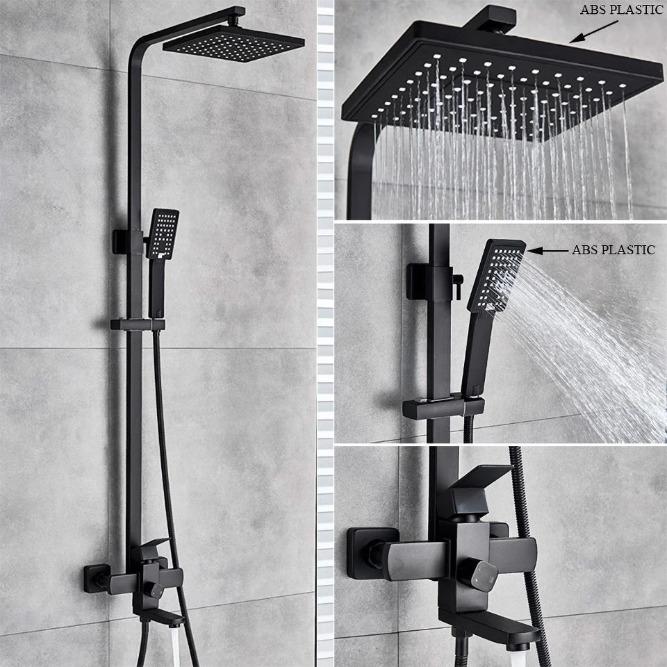 Uythner Bathroom Chrome/Black Shower Faucet Rotate Tub Spout