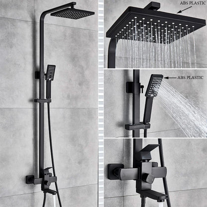 Uythner Bathroom Chrome/Black Shower Faucet Rotate Tub Spout