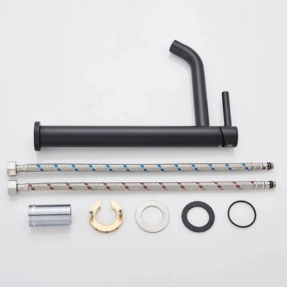 Tall Basin Sink Faucet Slim Black Chrome Bathroom