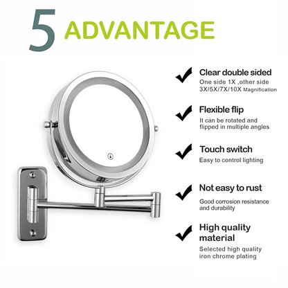 Folding Arm Extend Bathroom Mirror Led Light Inch