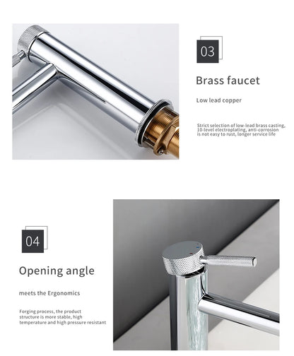 Solid Brass Gold Basin Faucet Hole Handle Cold