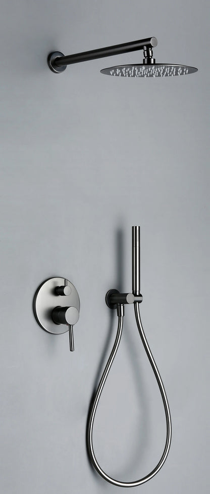 Black Bathroom Shower Faucet Wall Mount Rainfall Shower