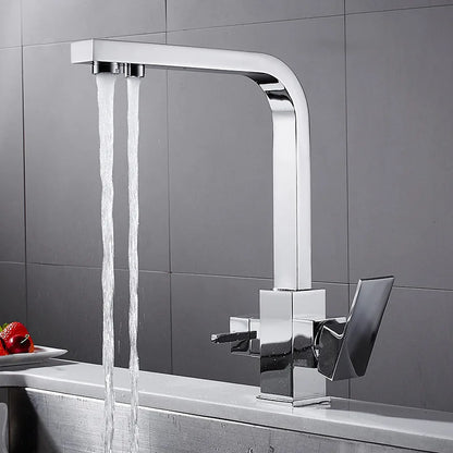 Contemporary Brass Matte Black Square 3-Way Purified Sink