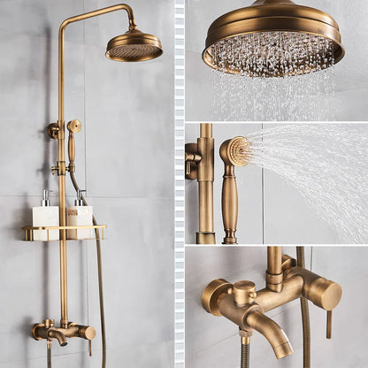 Antique Brass Bathroom Shower Faucet Bath Shower Mixer