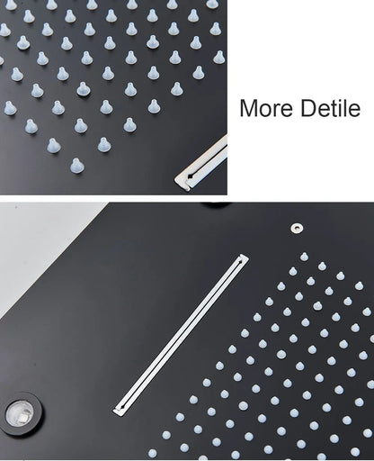 Black Embedded Ceiling Shower Head Intelligent Remote Control