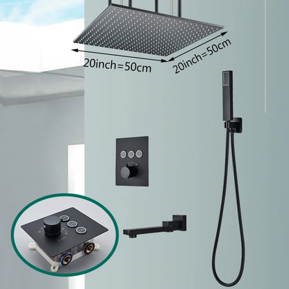 Rozin Matte Black Thermostatic Shower Faucet Concealed Install