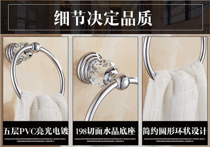 Brass Shower Shelf Toilet Paper Holder Silver Crystal