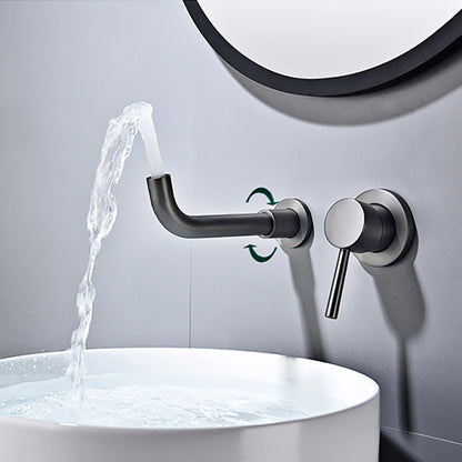 Modern Wall-Mounted Black Brass Bathroom Faucet Concealed Design