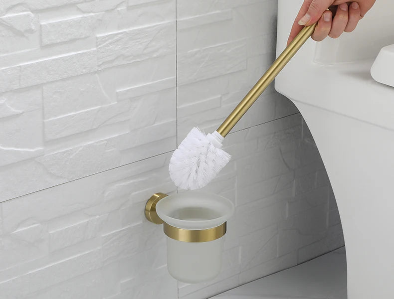 Bathroom Hardware Brushed Gold Toilet Brush Holder Robe