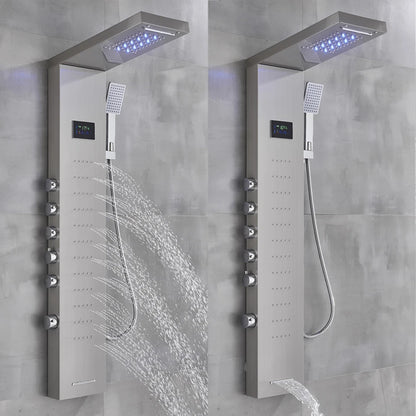 Black/Brushed Bathroom Shower Faucet Led Rainfall Head Shower