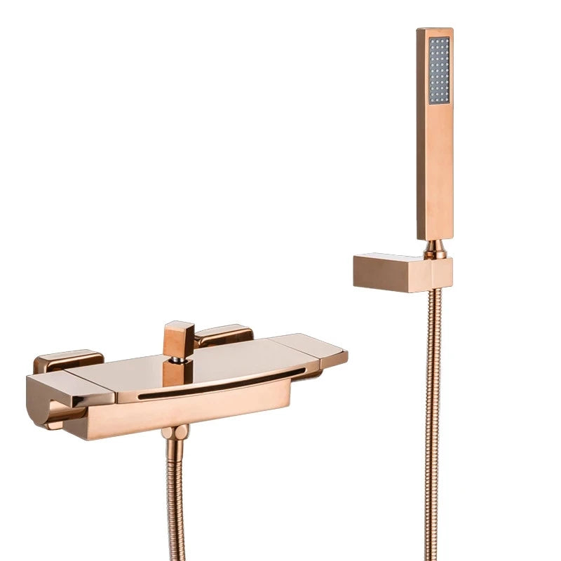 Tuqiu Rose Gold Bathtub Shower Faucet Brass Bathtub