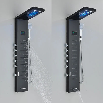 Bathroom Led Light Rain Waterfall Shower Panel Faucet