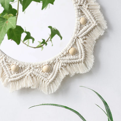 Boho Decorative Mirrors Macrame Round Mirror Aesthetic Room