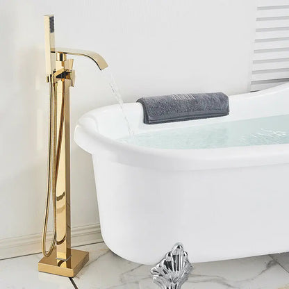 Shbshaimy Golden Floor Bathroom Bathtub Faucet Handshower Cold